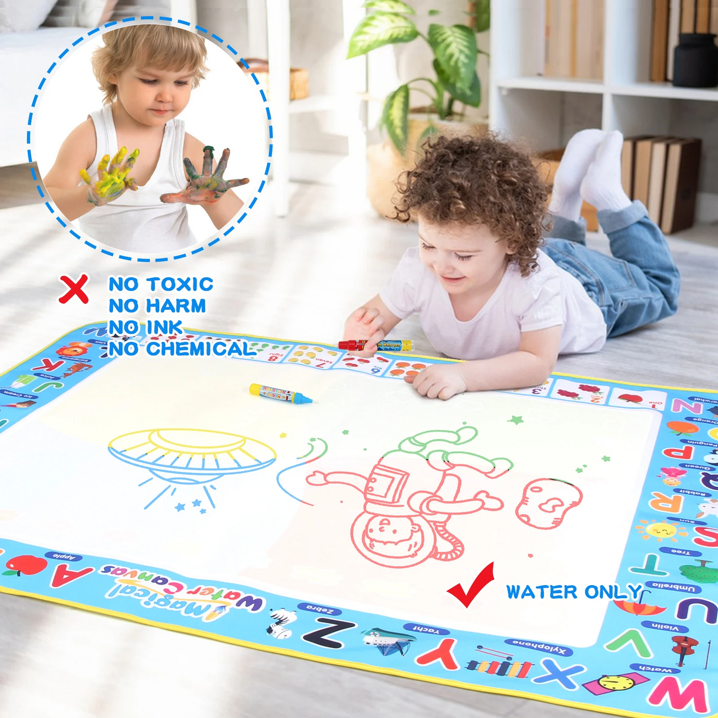 Alfombra de dibujos de agua para niños